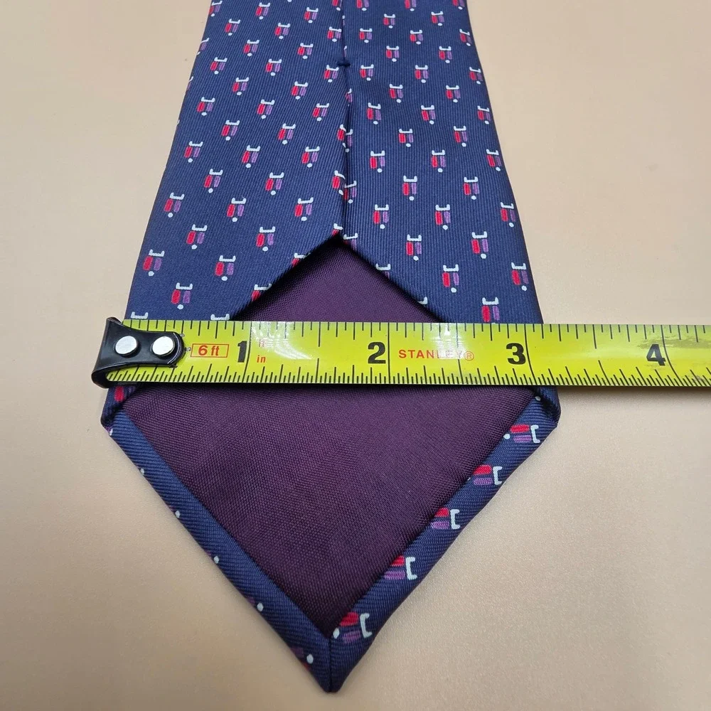 JSACO Napoli Silk Tie Navy Blue Geometric Micro Pattern Made in Italy Necktie